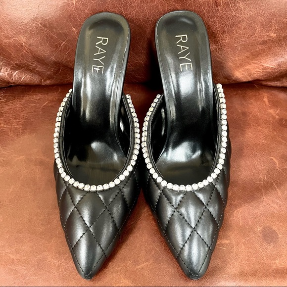 Raye Genuine Leather Rhinestone Embossed Heels - Picture 3 of 10